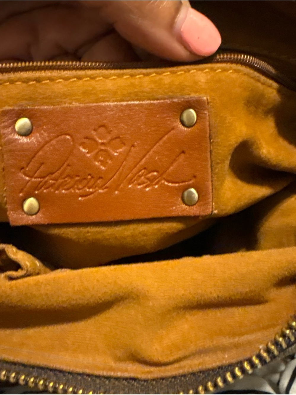 Patricia Nash Tan Suede Shoulder Bag (Leather Logo Inside)